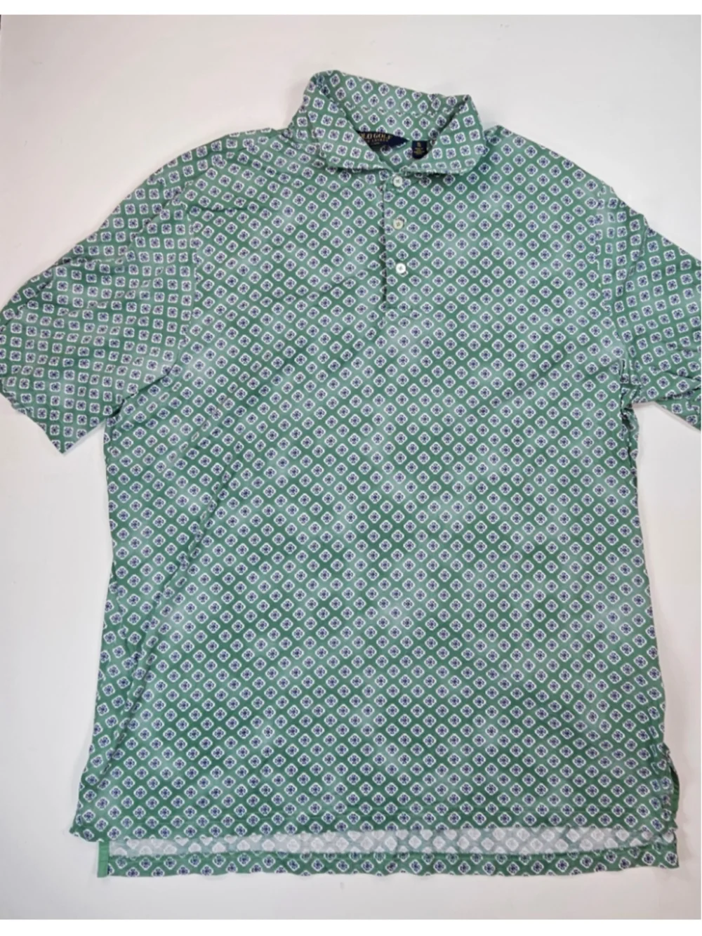 Polo Golf Ralph Lauren Mens XL Green Medallion Print Cotton Polo Shirt